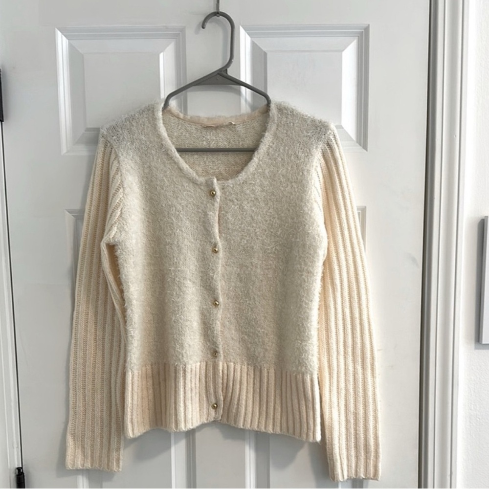 Tulle Cream Cardigan Sweater